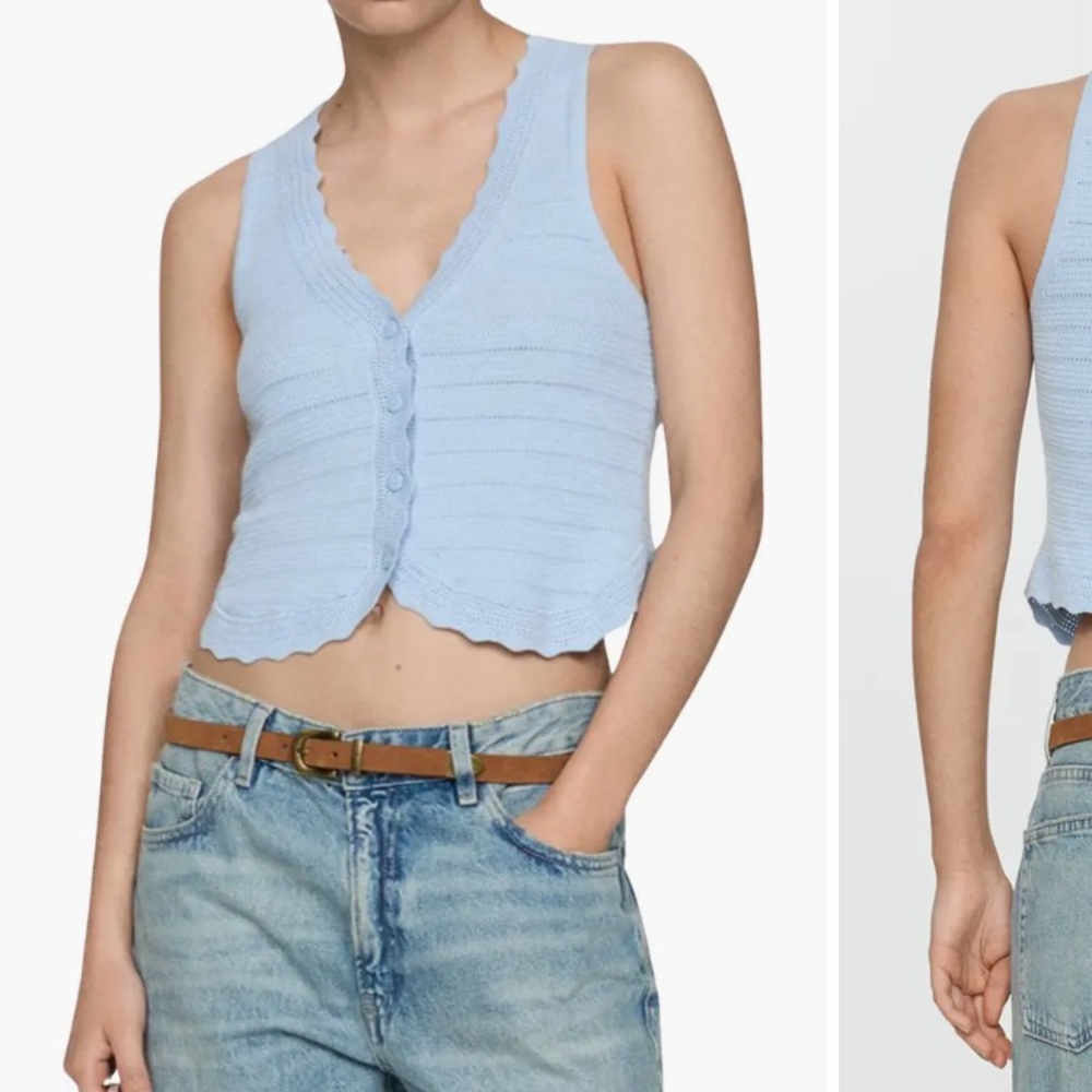 Mango Open Stitch Knit Vest size S